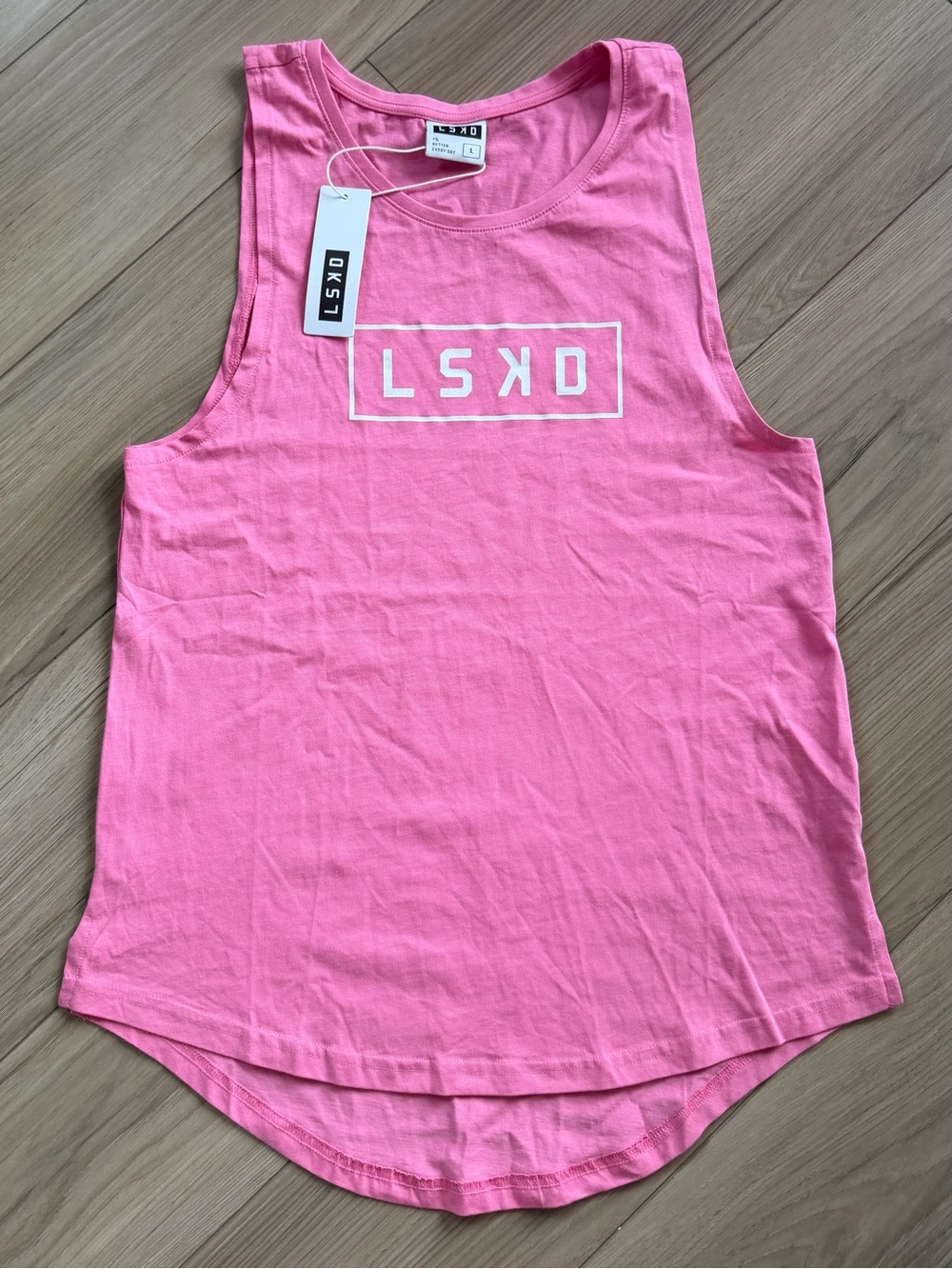 NWT LSKD Luna Tank - Pink Rose-White sz large